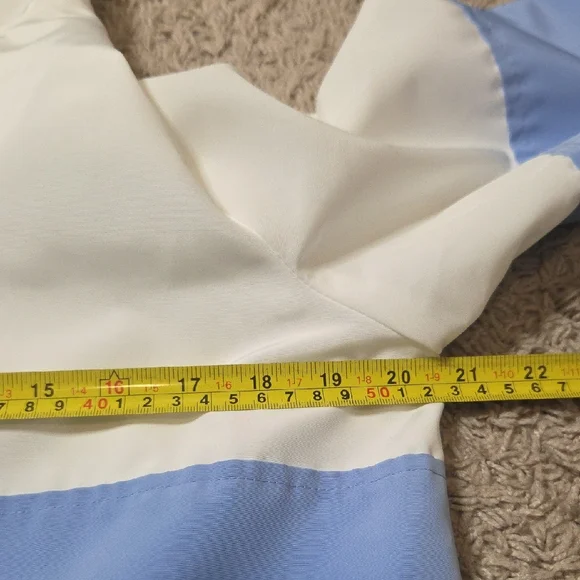 Crown & Ivy Medium Blue and White Hooded Rain Jacket - Picture 8 of 9